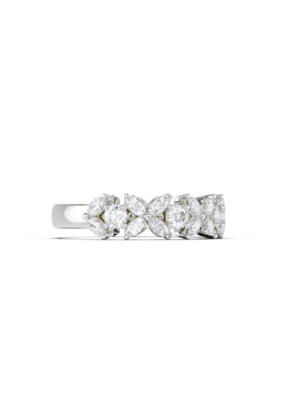 14K White Gold Marquise Moissanite & Round Moissanite 3/4 Eternity Ring - Picture 1 of 8